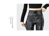 Women's High Waist Black PU Leather Motorcycle Pants, Winter Plus Size Elastic Pencil Leggings with Velvet Lining
