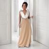 Dinner Wedding Party High Feeling Elegant Style V Neck Color Collision Sleeveless Dresses