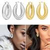 Vintage Earrings Exaggerated Earrings Hollow Oval Earrings Dangle Earrings Wide Ear Jewelry Present for Women and Girls