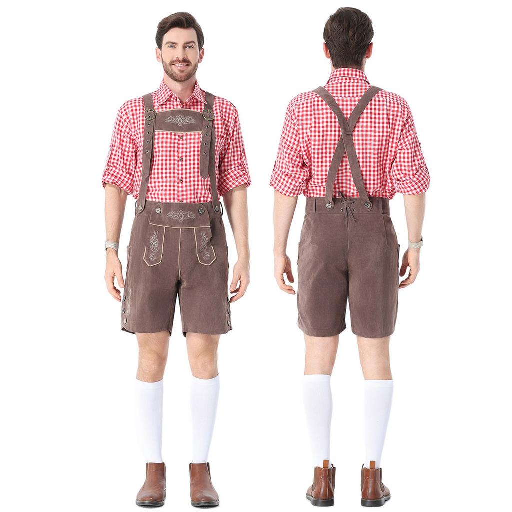 Men's Oktoberfest Suspenders Pants Bavarian Costume for Festival