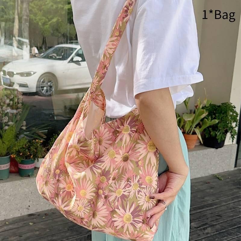 Trendy Street Style Corduroy Tote Bag For School Large Capacity Student Purse