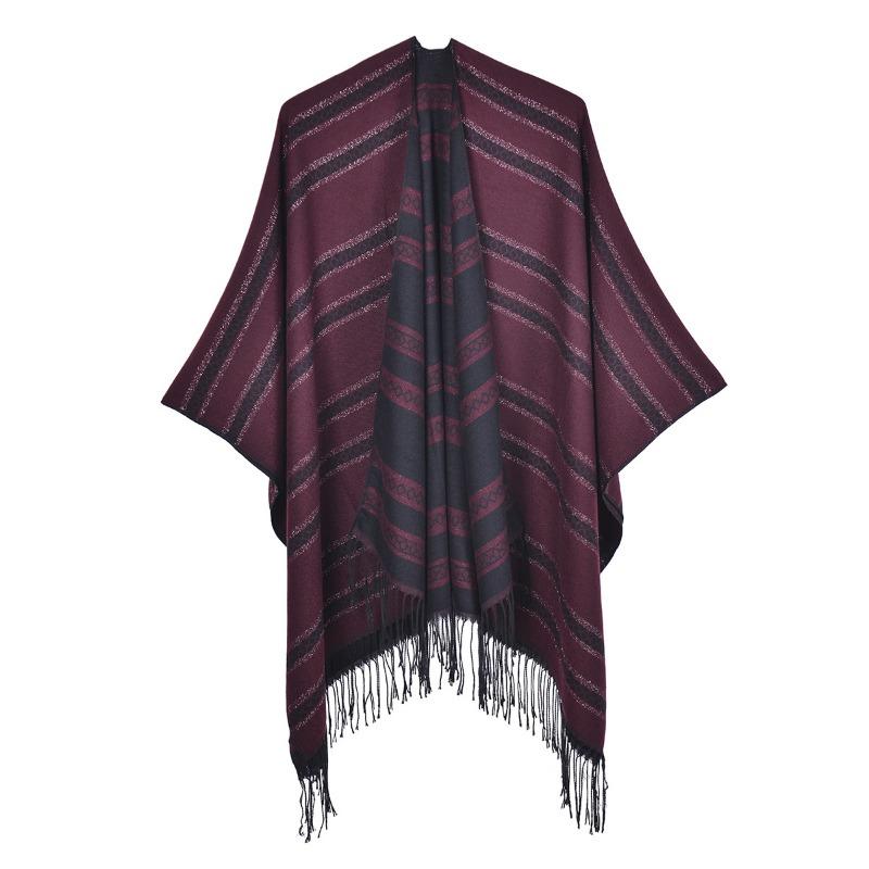 Autumn and Winter Fringed Shawl Fashion Thickened Imitation Cashmere Dual-purpose Scarf Cape