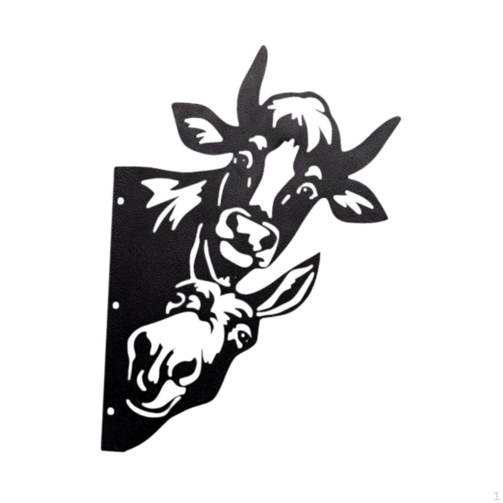 

2D Подглядывающее Металлическое Искусство Черный Силуэт Художественное Произведение Украшение Забора Декоративный Вырез Садовое Украшение для Cow and Donkey