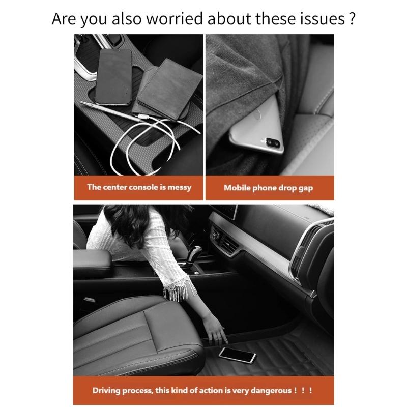 Universal Leather Car Interior Storage Solution For Adjacent Seat Includes Drink Support And Phone Pocket Works With Many Vehicles 30cm X 10cm X 6cm