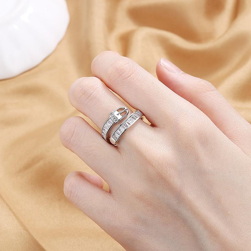 2026 Creative Personality Belt Buckle Ring Women's Light Luxury Premium Sense Opening Ring Personality Joint Ring Ring