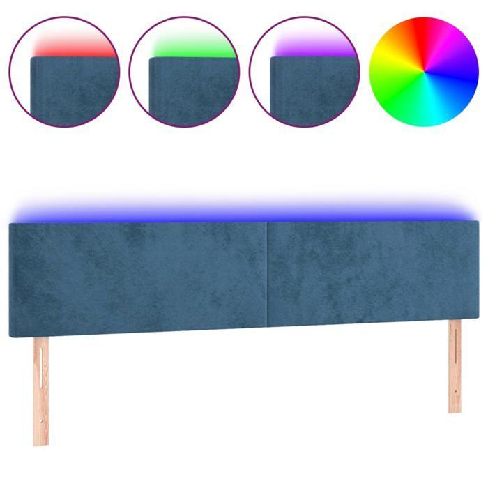 VidaXL Tête de Lit à LED Meuble de Chambre à Coucher Accessoire de Lit Double Tête de Cadre de Lit Intérieur Bleu Foncé 3121402