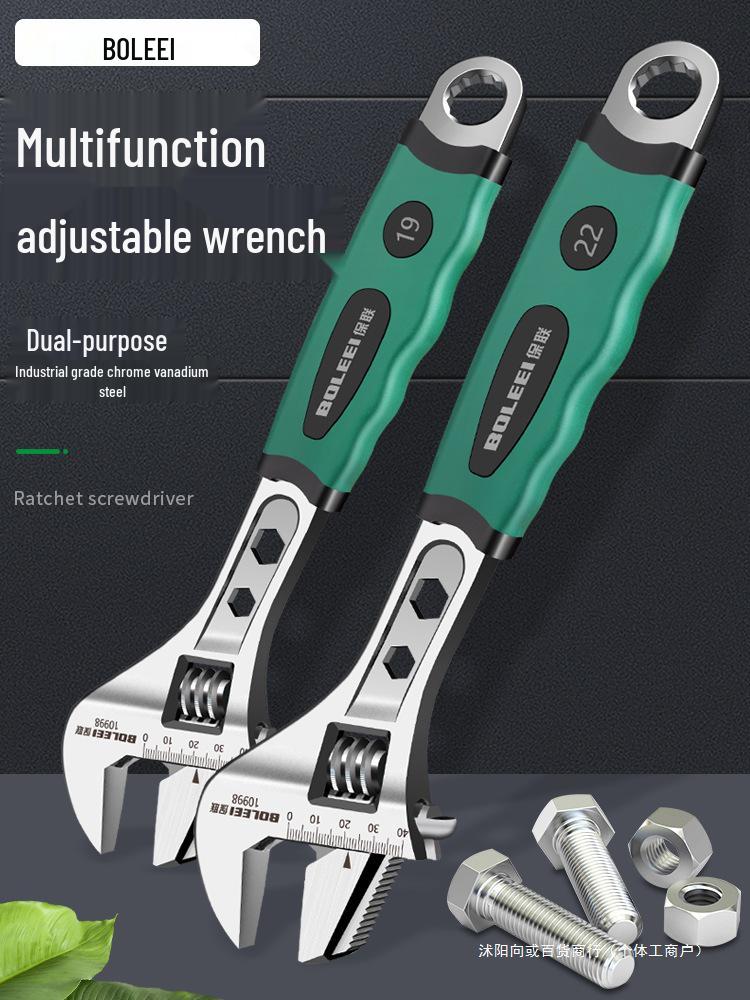 Universal Adjustable Wrench Tool Set with Large Opening - Multifunctional Pipe and Small Wrench