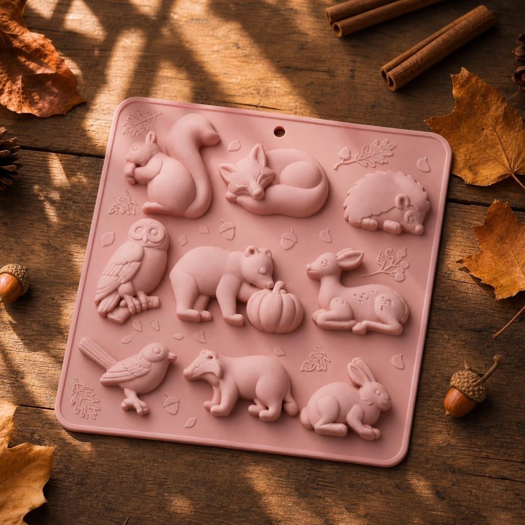 Silicone Baking Mold for DIY Chocolate with Squirrel Fox Hedgehog and Other Animal Shapes Food Grade Flexible Nonstick Mousse Mold for Cake Decoration