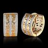 8k Gold Plated Zirconia Earring High Quality Double Row Great Wall Pattern Earrings