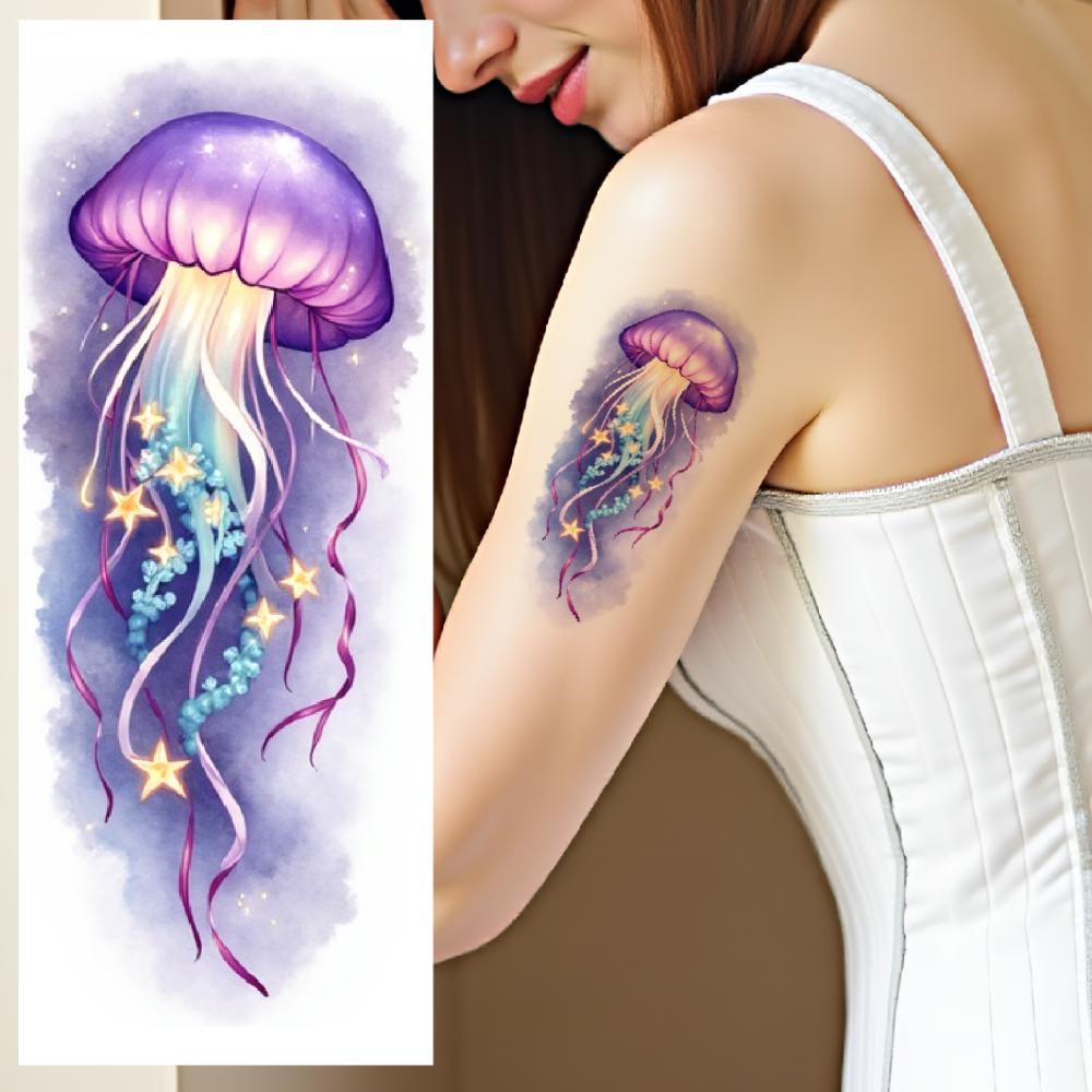 12 Stück Temporäre Tattoos Kampffisch Bunt Realistisch Seestern Seltsamer Fisch Wasserdicht Langlebig Körperaufkleber Schnecke Für