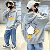 Retro Street - Fun - Double-sided Printed Duck Print Hoodie - High-Quality Cool Long-Sleeved Warm Sweater for Boys and Girls