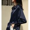 Women's Retro Hong Kong Style Loose White Satin Shirt