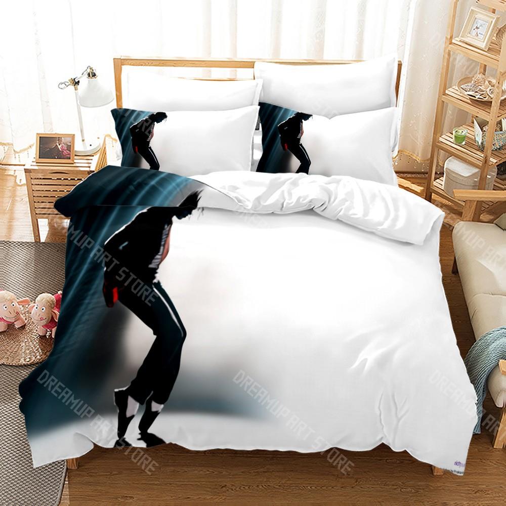 3D Geprint Michael MJ Jackson Beddengoed Set voor Jongens Meisjes Dekbedovertrek Kussensloop Twin Queen King Vol Enkel Dubbel Maten EU Single 135*200cm/53x79in 3pcs