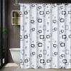 Small Square Grid Shower Curtain [Peva Material] Easy To Clean All-Season Bathroom Decoration Home with Grommet Top