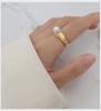 Bague rétro en titane plaqué or 18 carats avec perles françaises - Simple et élégante