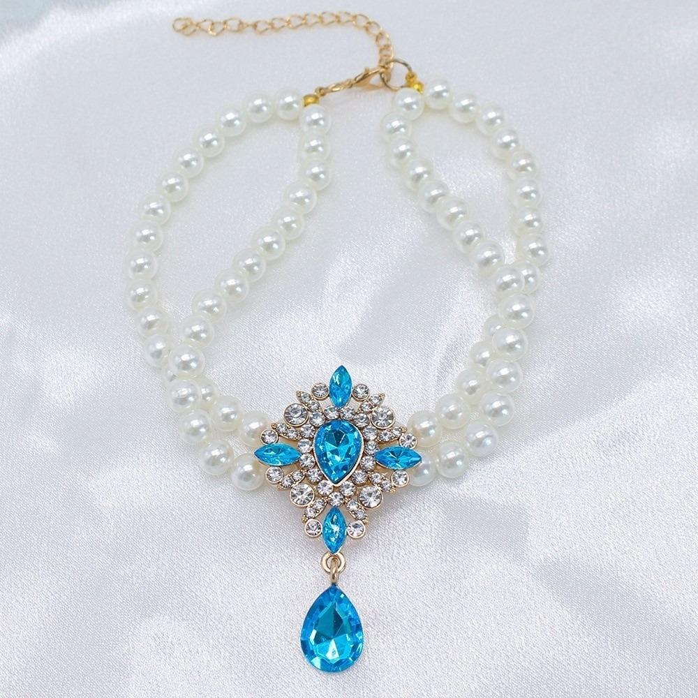 Adjustable Pet Pearl Necklace Vintage Cat Pearl Collar Fashion Dog Princess Necklace Photography