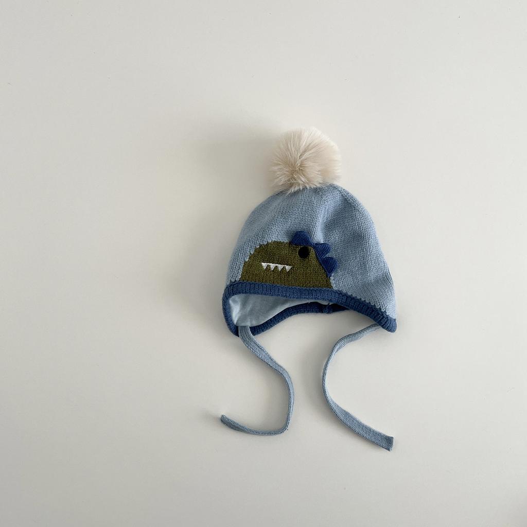 Kids Cartoon Earflap Beanie Winter Windproof Warm Knit Hat With Chin Strap For Boys Girls Outdoor Cute Baby Cap