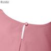 ZANZEA Women Casual Round Neck 3/4 Sleeve Patchwork Lace Sheath Dress