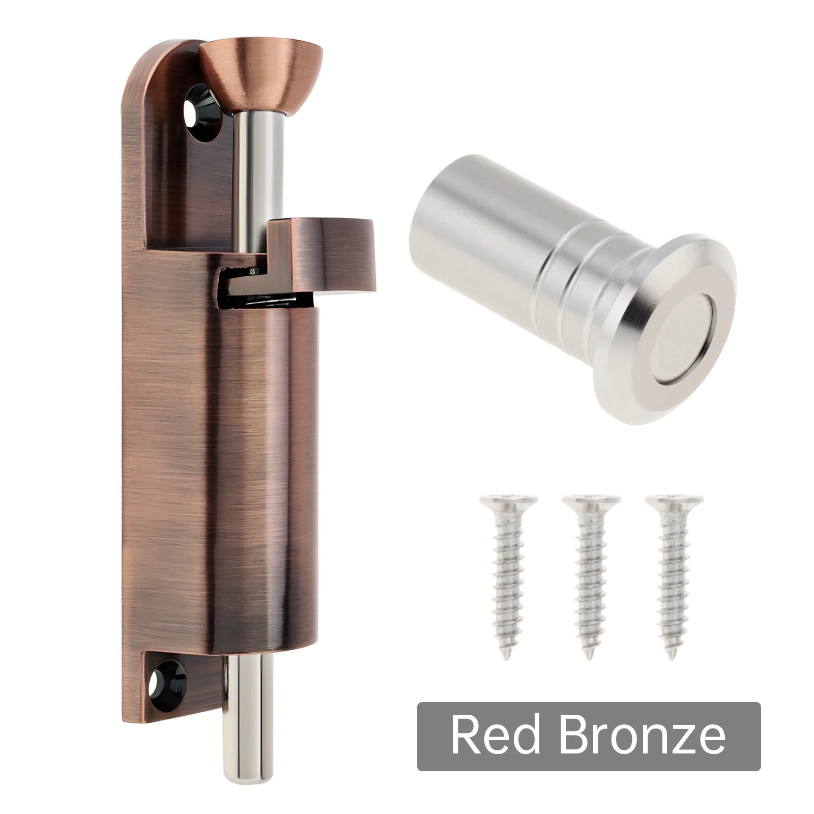 

3.9 Inch Zinc Alloy Spring Loaded Sliding Door Lock Heavy Duty Bolt Latch Includes Dust Canister 3 Screws Universal Home Fence Gate червоний/бронзовий