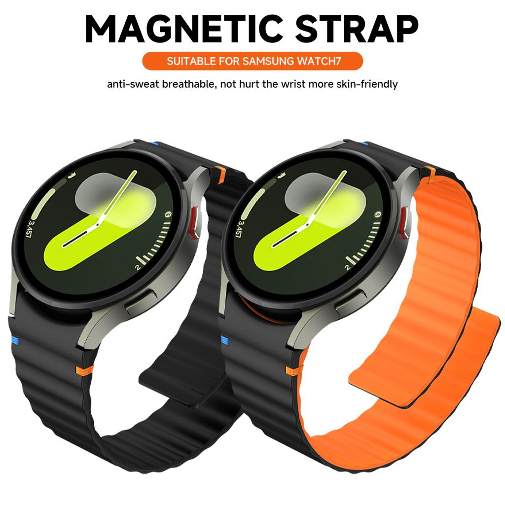 No Gaps Silicone Magnetic Band for Samsung Galaxy Watch 7/FE/6/5/4/Classic 40mm 44mm 5Pro Sport Bracelet for Galaxy Watch 6 4 Classic 43/47mm