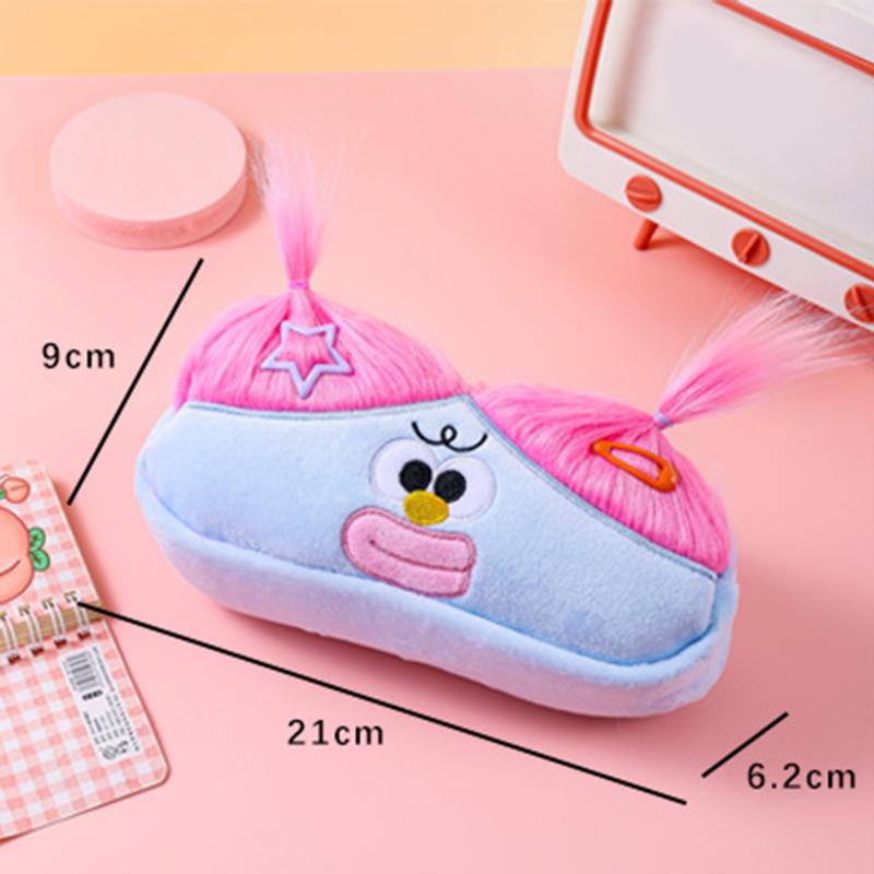 Explosive Hair Ugly Doll Plush Large Intestine Pen Bag Big Eyes Monster Sweet Girl Heart Storage Bag Plush Toy Stationery Box