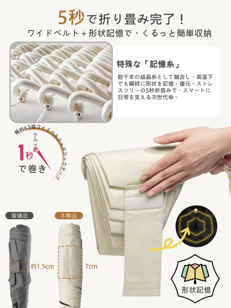 Folding Parasol Industry Detachable Shape JIS Certified UV Cut in 3 Lightweight Suitable for Sunny and Rainy Complete Sun Folding Automatic Opening