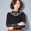 Hollow Out Women Spring Autumn Style Lace Blouses Shirts Casual Long Sleeve Patchwork Spliced Turtleneck Blusas Tops