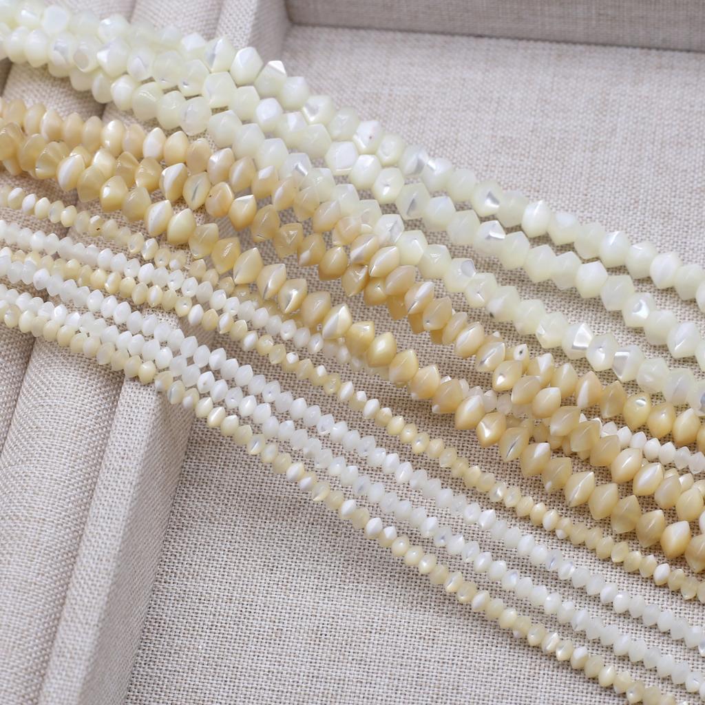 1String, White Yellow Natural Shell Beads for Jewelry Making DIY Necklaces, Bracelets Anklets Accessory, Unique Gifts for Halloween, Christmas 38cm