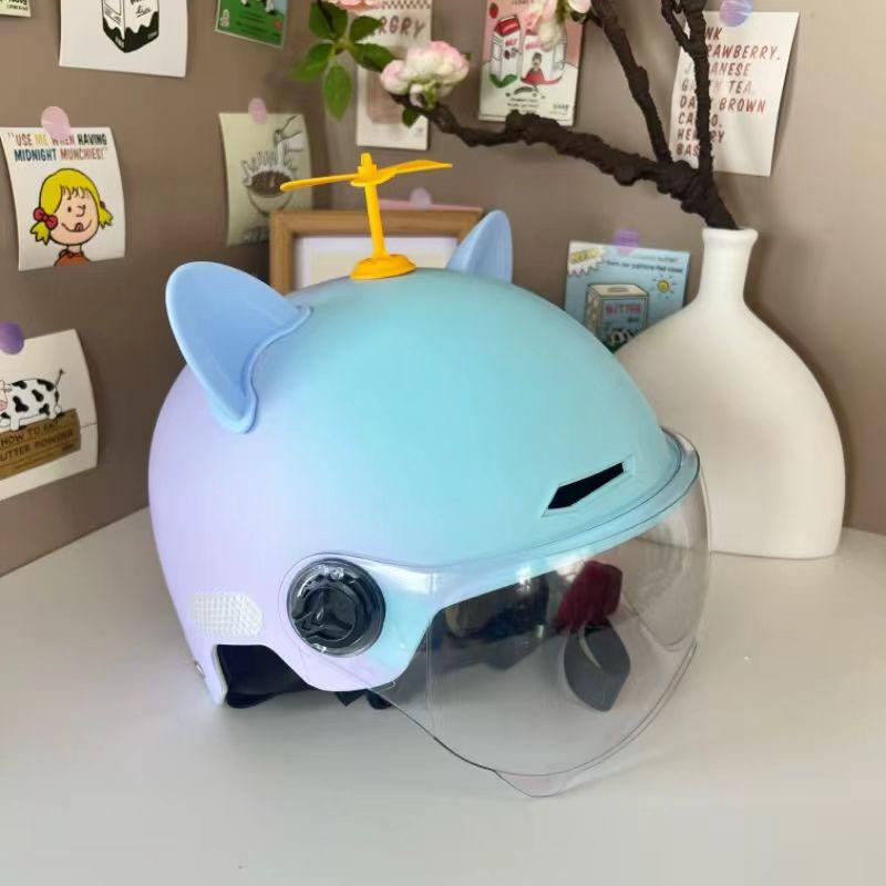 Trendy Street-Style Half Helmet with Eye Protection for Young Riders