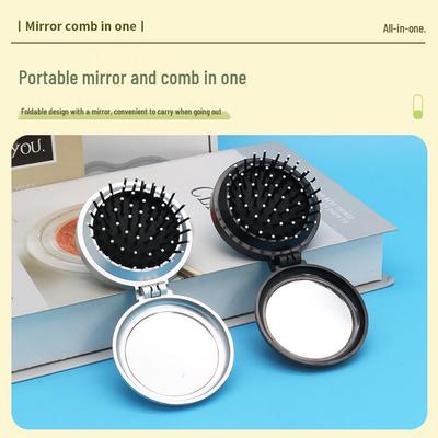 Portable Mini Cushion Mirror Comb: Folding, Massage, and Stylish for Girls