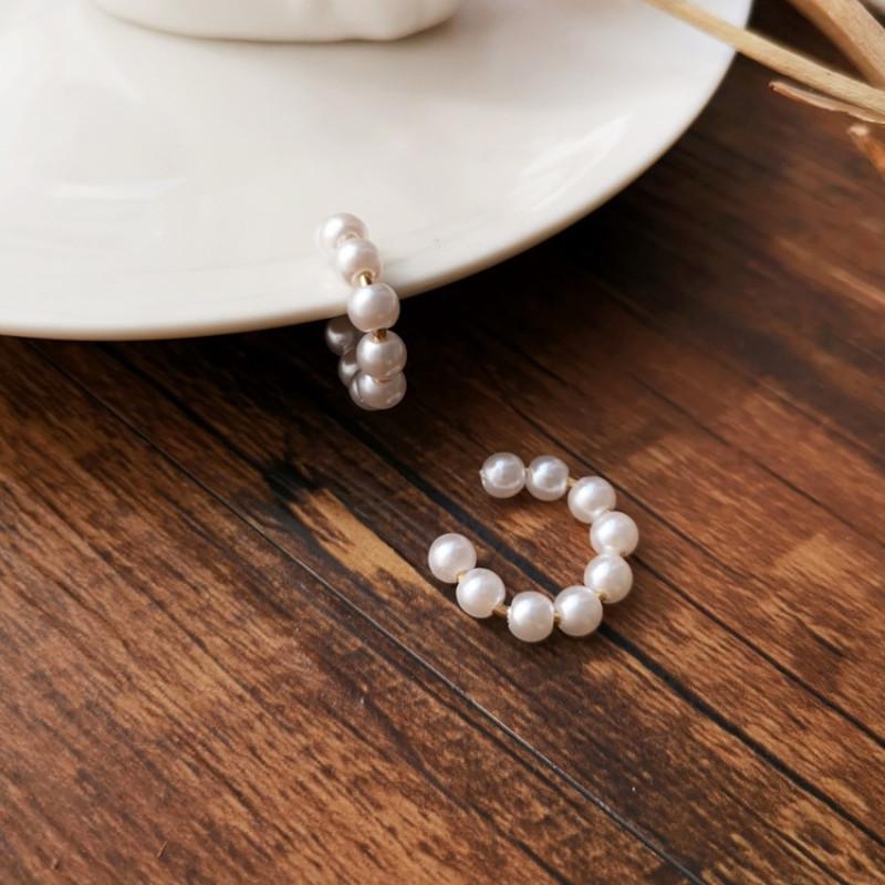 Korean Pearl Ear Cuff Clip Earrings Non-Piercing Bone C-shaped Without Puncture Minimalist Earrings for Women Fashion Jewelry