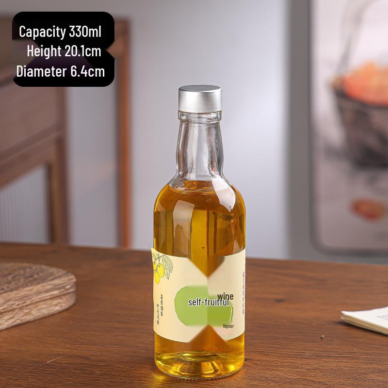 500ml Thick Transparent Glass Fruit Wine Bottle - Multi-Spec Beverage Dispensing Bottle