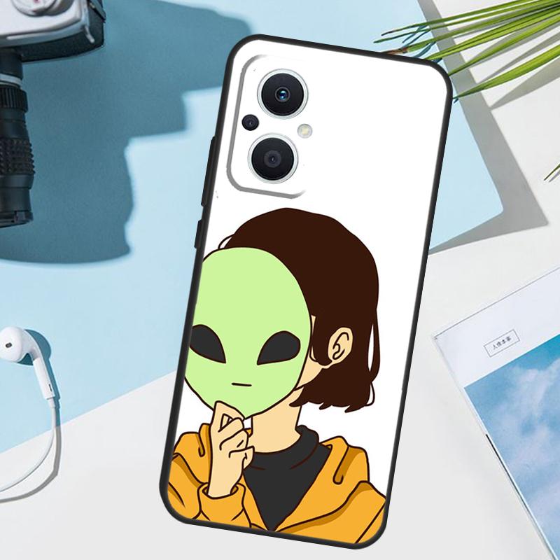 Alien Kawaii Art Cover For OPPO Reno 14F 13F 12F 11 F 10 12 13 14 Pro 7 8 Lite OPPO Find X9 X8 X6 X5 Pro Case