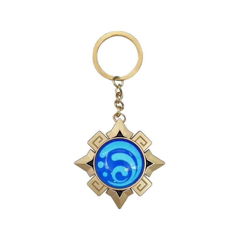 New Teyvat Vision Fontaine Water God Focalors Lyney and Lynette Keychain Luminous 7 Element Eye Of God Toy KeyRing