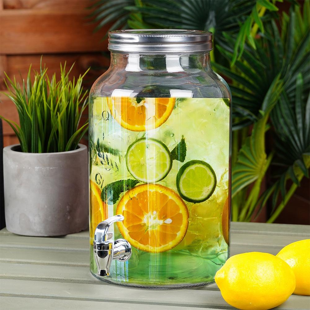 Glass Beverage Dispenser Jar with Tap 6.2L