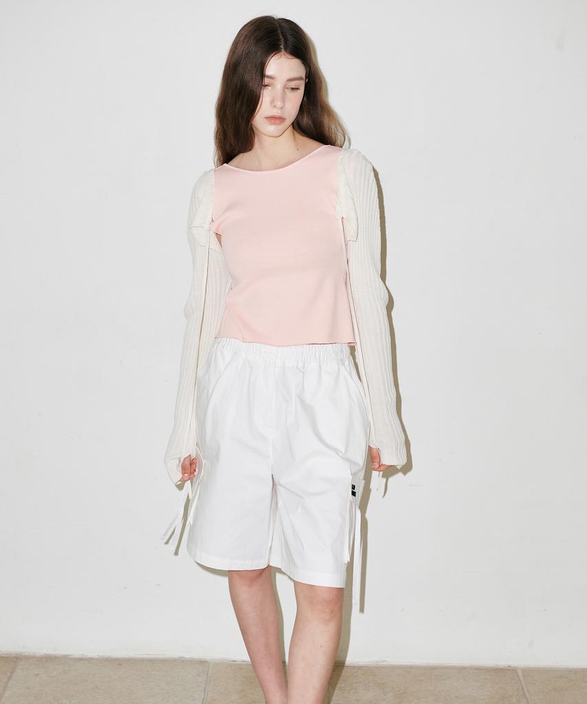 SLLOW GARMENTS Ribbon Cargo Shorts - White