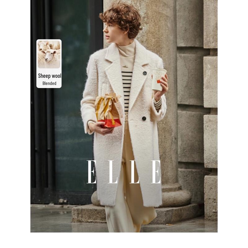 ELLE Women s Double-Faced Wool Blend Coat L