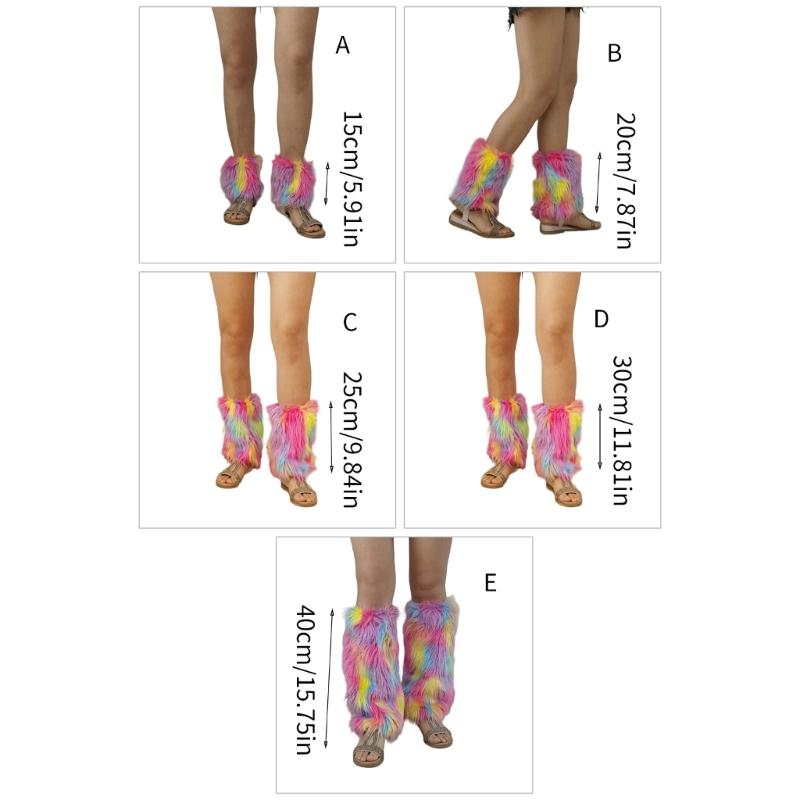 Damen Mädchen Japanisch Vintage Bunt Plüsch Beinstulpen Ästhetisch Punk Flauschig Verdickt Stiefelgamaschen Beinwärmer Lange Socken