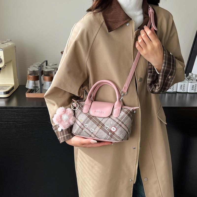 Red plaid New Year's bag women's 2025 new fashion portable messenger bag versatile casual small bag