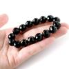 Bracelet for Men and Black Natural Power Inner circumference 19cm [GOLD STONE] Women, Onyx, Agate, Stone, Stone, 64-facet cut, 12mm, approx.