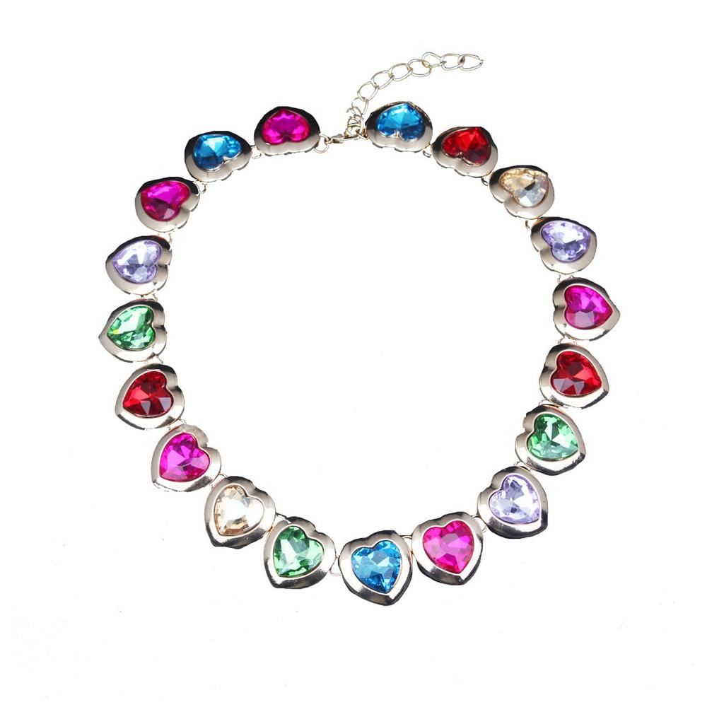 Textured Love Gem Inlaid Short Collarbone Necklace Women'S Jewelry