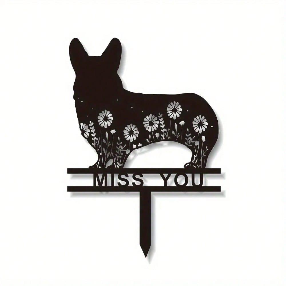 1pc Corgi Pet Memorial Stake Sign, Metal Grave Marker, Sympathy Gift for Dog Loss, Outdoor Yard Art Decor