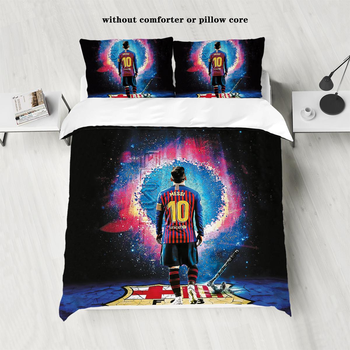 3-delige set met liefde voor voetbalster patroonprint (1 dekbedovertrek+2 kussenslopen, zonder vulling) Zachte en Comfortabele Beddengoedset 140x210cm-AU-Single