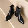 Women Pointed Thick Ankle Boots  Winter Comfortable Soft Leather Short Boots Woman Fashion Solid Color Slip On Botas Mujer