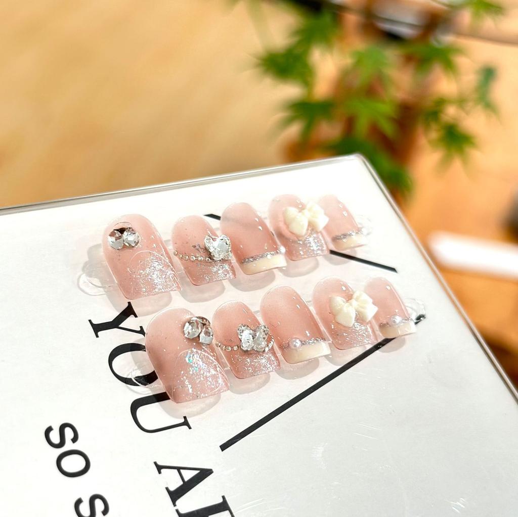 Quick Nails Hand Wear Nail Bow French Fake Nails Phototherapy Nail Art Fake Nail Stickers Press On Nails