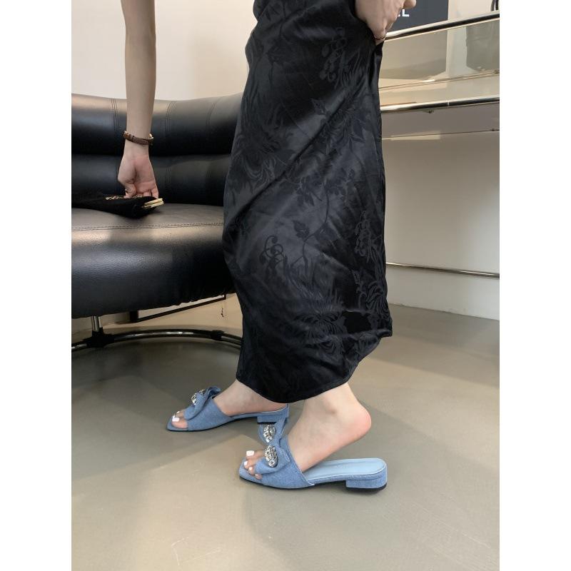 Fashion Slippers Women Summer Flat Shoes Female Slides Low Pantofle 2025 Rome Cotton Fabric Hoof Heels Rubber PU Shoes Slippers Flat Sli
