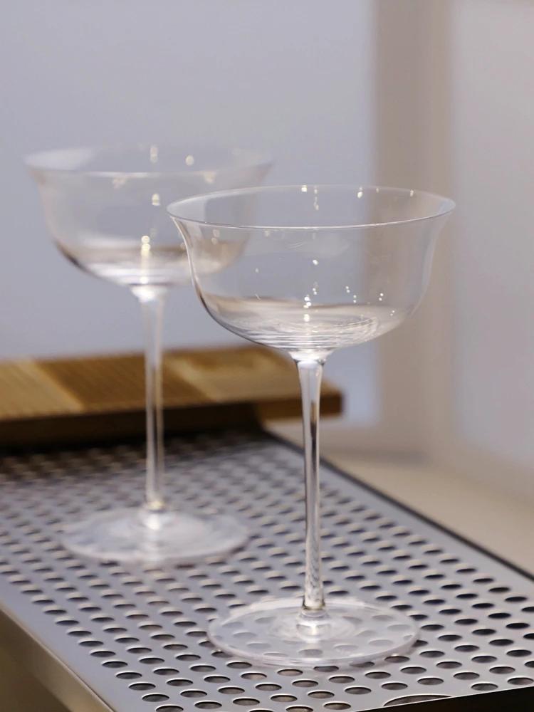 High Foot Cocktail Glass Simplicity Household Kitchen Martini Cup Transparent Crystal Glass Goblet Barware Martini Couple Cup