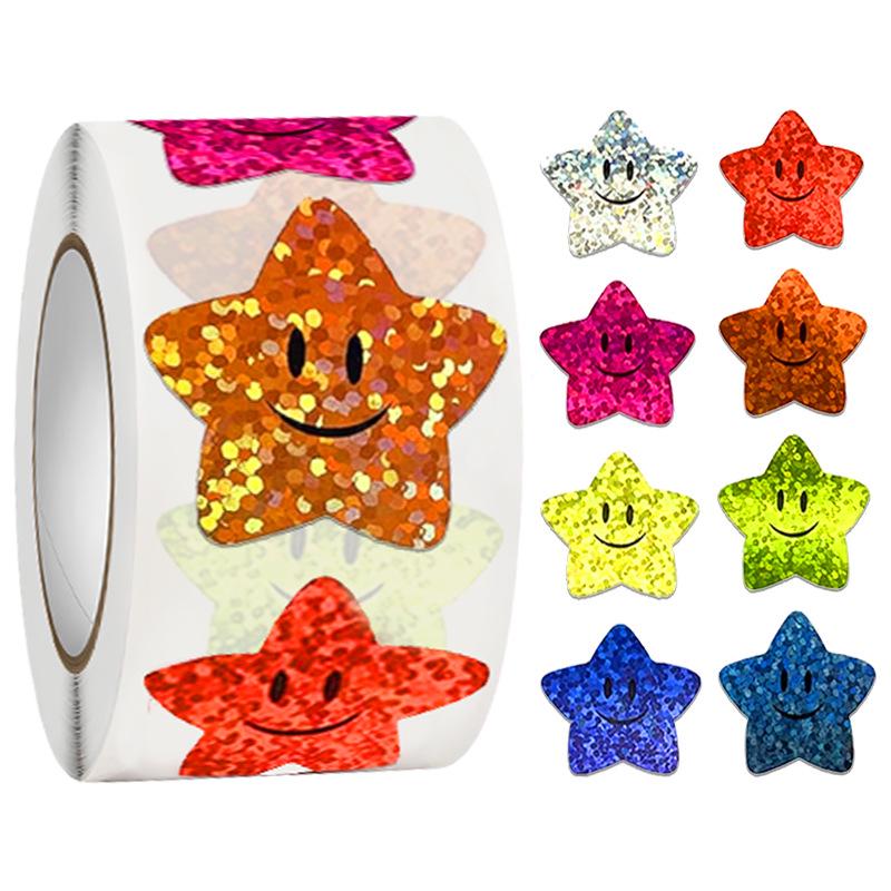 Waterproof Laser Star Stickers: DIY Self-Adhesive Smile Face Stars