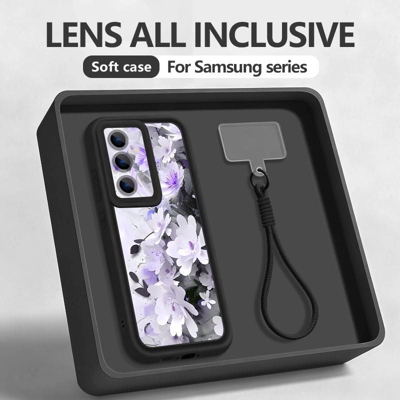 INS Watercolor Floral Hand Strap Case For Samsung S26 S25 Ultra S24 FE S23 Plus S22 S21 A15 A16 A17 A35 A36 A37 A54 A55 A56 A57 5G Bumper Cover