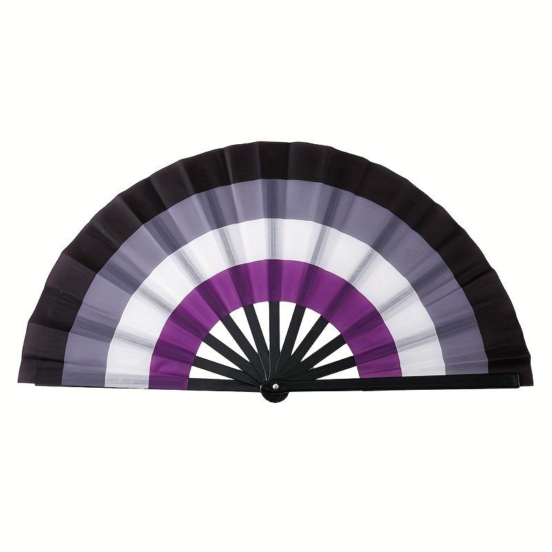 Vibrant Rainbow Folding Fan - Durable, Colorful Handheld Accessory for Pride Parties, Music Festivals & Raves